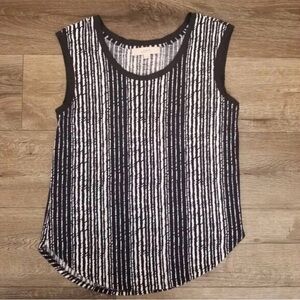 LOFT Black and White Patterned Tank Top